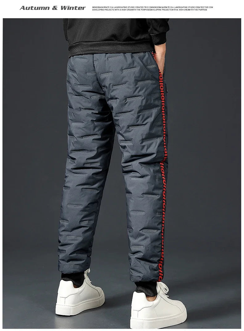 Winter Lambswool Down Pants Warm Thicken Sweatpants Men Fashion Joggers Water Proof Casual Pants Men Brand Plus Fleece Trousers