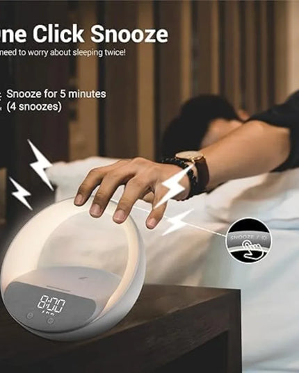 Colsur 15W Wireless Charger Bluetooth Speaker Alarm Clock, Sunrise Simulation Adjustable LED Night Light Alarm Clock Function
