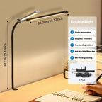 Desk Lamps Double Head LED Stepless Dimmable Led USB Table Lamp for Office Study Reading Lighting Fixture Computer Monitor Light