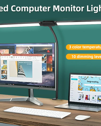 Desk Lamps Double Head LED Stepless Dimmable Led USB Table Lamp for Office Study Reading Lighting Fixture Computer Monitor Light