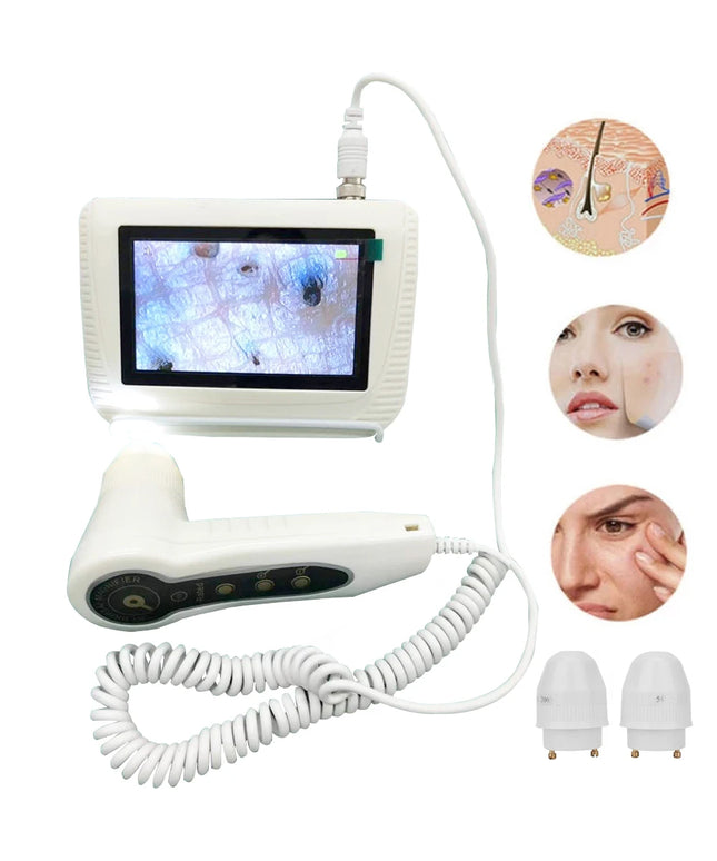 Magnifying Skin Analyzer Rechargeable Detector Hair Follicle Oil Moisture Pigment Tester Scalp/Face Skin Care Monitor 50X/200X