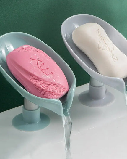 2pcs Drain Soap Holder Leaf Shape Soap Box Suction Cup Tray Drying Rack for Shower Sponge Container Kitchen Bathroom Accessories