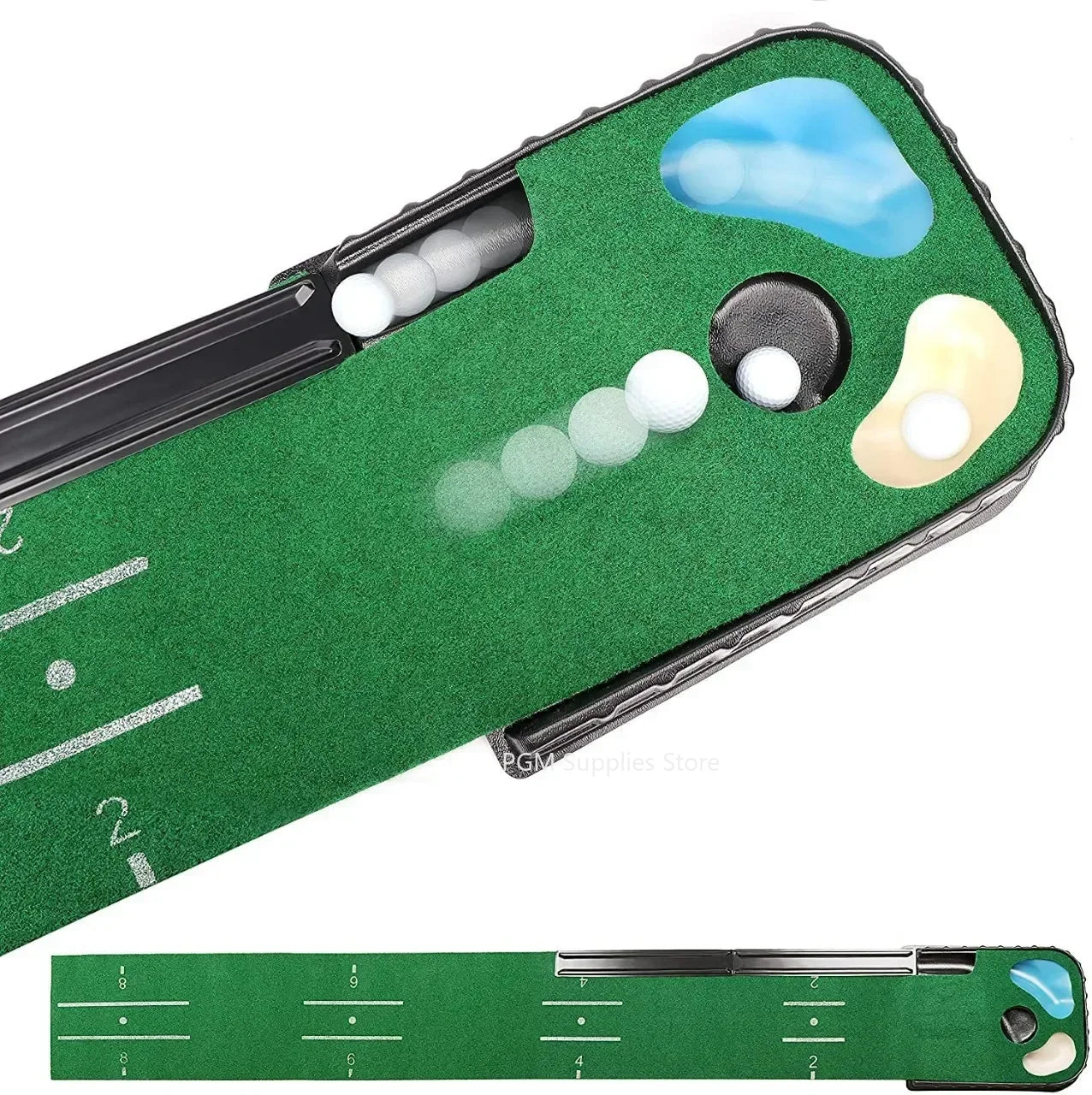 PGM Golf Indoor Putting Mat Putter Trainer Green Carpet Practice Set Ball Return Mats