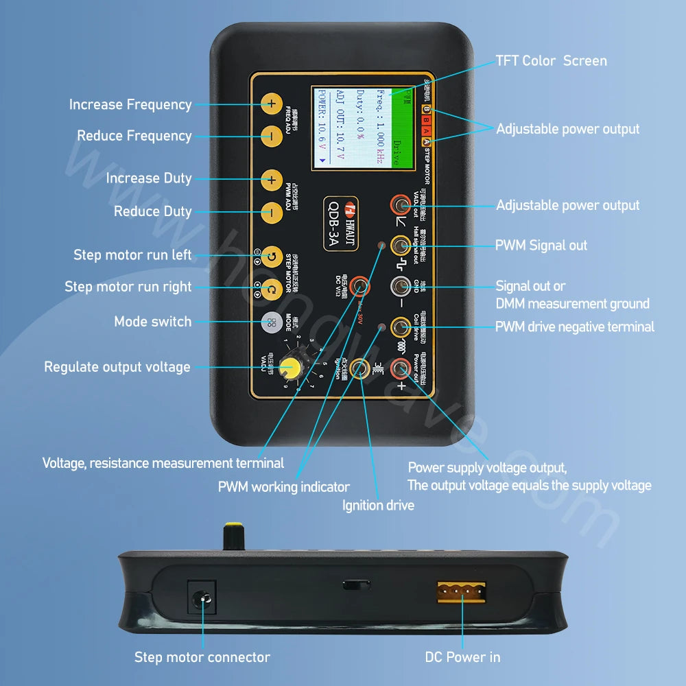 QDB3A Auto Ignition Coil Tester Car IAC Idle Stepper Motor Solenoid Valve Injector Actuator Fault Detector Driver PWM Generator