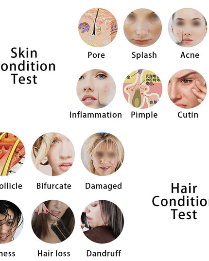 Magnifying Skin Analyzer Rechargeable Detector Hair Follicle Oil Moisture Pigment Tester Scalp/Face Skin Care Monitor 50X/200X