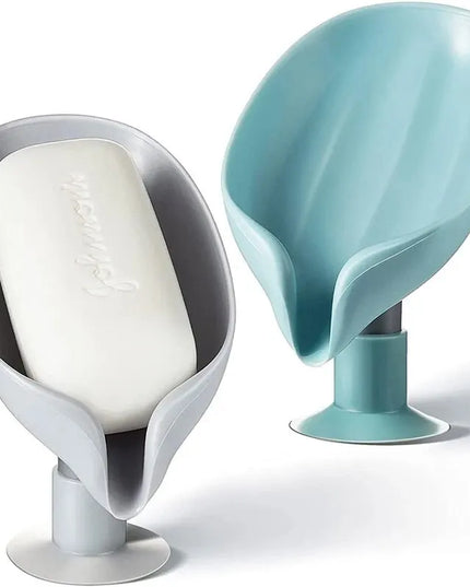 2pcs Drain Soap Holder Leaf Shape Soap Box Suction Cup Tray Drying Rack for Shower Sponge Container Kitchen Bathroom Accessories