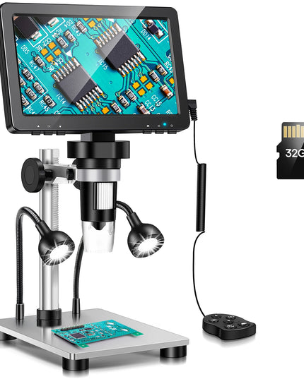 Hayve 7‘’ Digital Microscope 1200X Zoom 12MP HD Electronic Microscopes Camera Magnifier for Soldering Phone Repair Microscope
