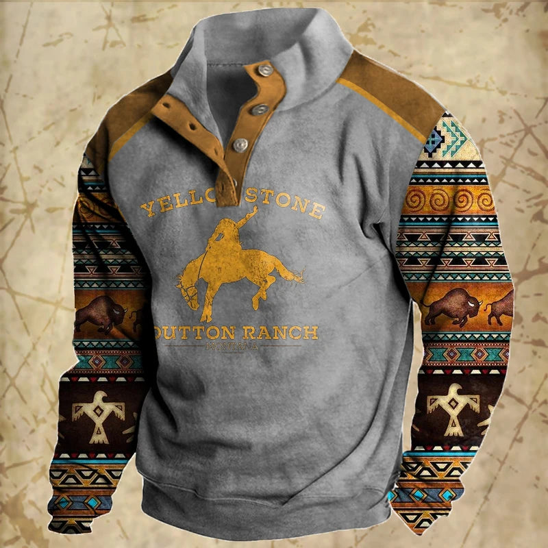 Vintage Men's Hoodies Autumn Long Sleeved Street Button Pullover Oversized Clothing For Men Sweatshirt Fashion Casual Hoodie