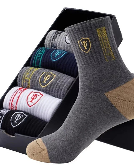 5Pairs Breathable Cotton Sports Stockings Men Bamboo Fiber Autumn and Winter Men Socks Sweat Absorption Deodorant Business Sox