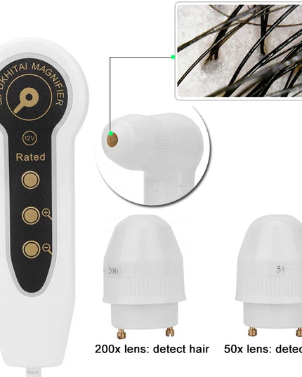 Magnifying Skin Analyzer Rechargeable Detector Hair Follicle Oil Moisture Pigment Tester Scalp/Face Skin Care Monitor 50X/200X