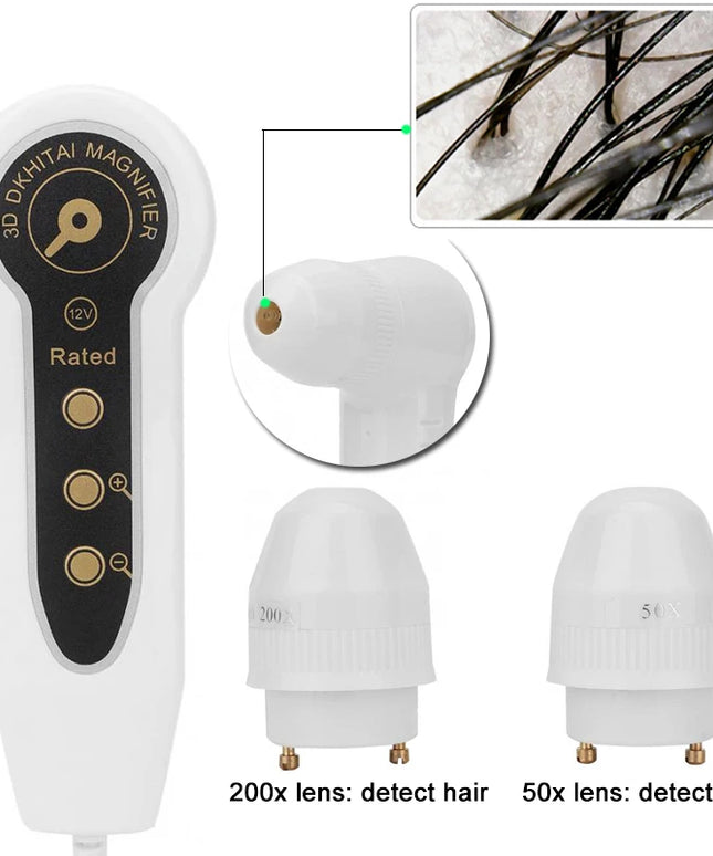 Magnifying Skin Analyzer Rechargeable Detector Hair Follicle Oil Moisture Pigment Tester Scalp/Face Skin Care Monitor 50X/200X