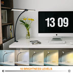 Desk Lamps Double Head LED Stepless Dimmable Led USB Table Lamp for Office Study Reading Lighting Fixture Computer Monitor Light