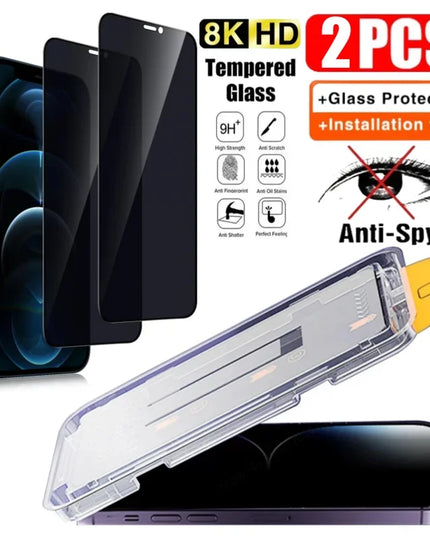 2Pcs Privacy Tempered Glass Screen Protector for IPhone 15 14 13 12 11 16 Pro Max Plus Anti-Spy Dust free Installation Protector