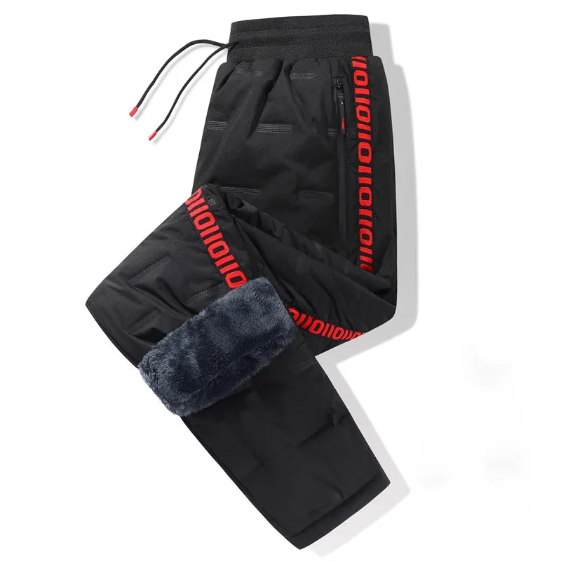 Winter Lambswool Down Pants Warm Thicken Sweatpants Men Fashion Joggers Water Proof Casual Pants Men Brand Plus Fleece Trousers