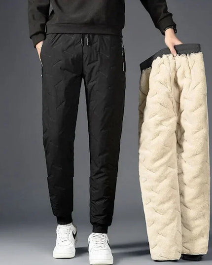 Winter Down Cotton Pants Men's Outdoor Plush Thick Velvet Warm Sports Pants Lambswol Casual Waterproof Windproof Ski Pants 7XL