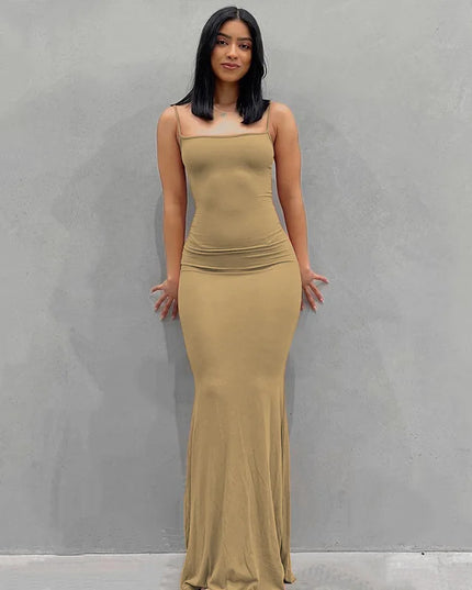 Satin Slip Sleeveless Backless Maxi Dress Women 2023 Summer Bodycon Elegant Sexy Outfits Ladies Birthday Party Club Sundress