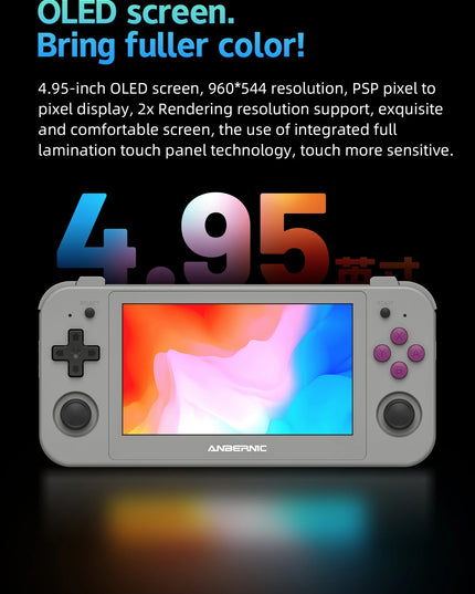 ANBERNIC RG505 Handheld Game Console 4.95″ OLED Touch Screen Android 12 OS Portable Video Game Console Hall Joyctick OTA Update
