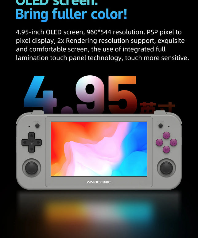 ANBERNIC RG505 Handheld Game Console 4.95″ OLED Touch Screen Android 12 OS Portable Video Game Console Hall Joyctick OTA Update