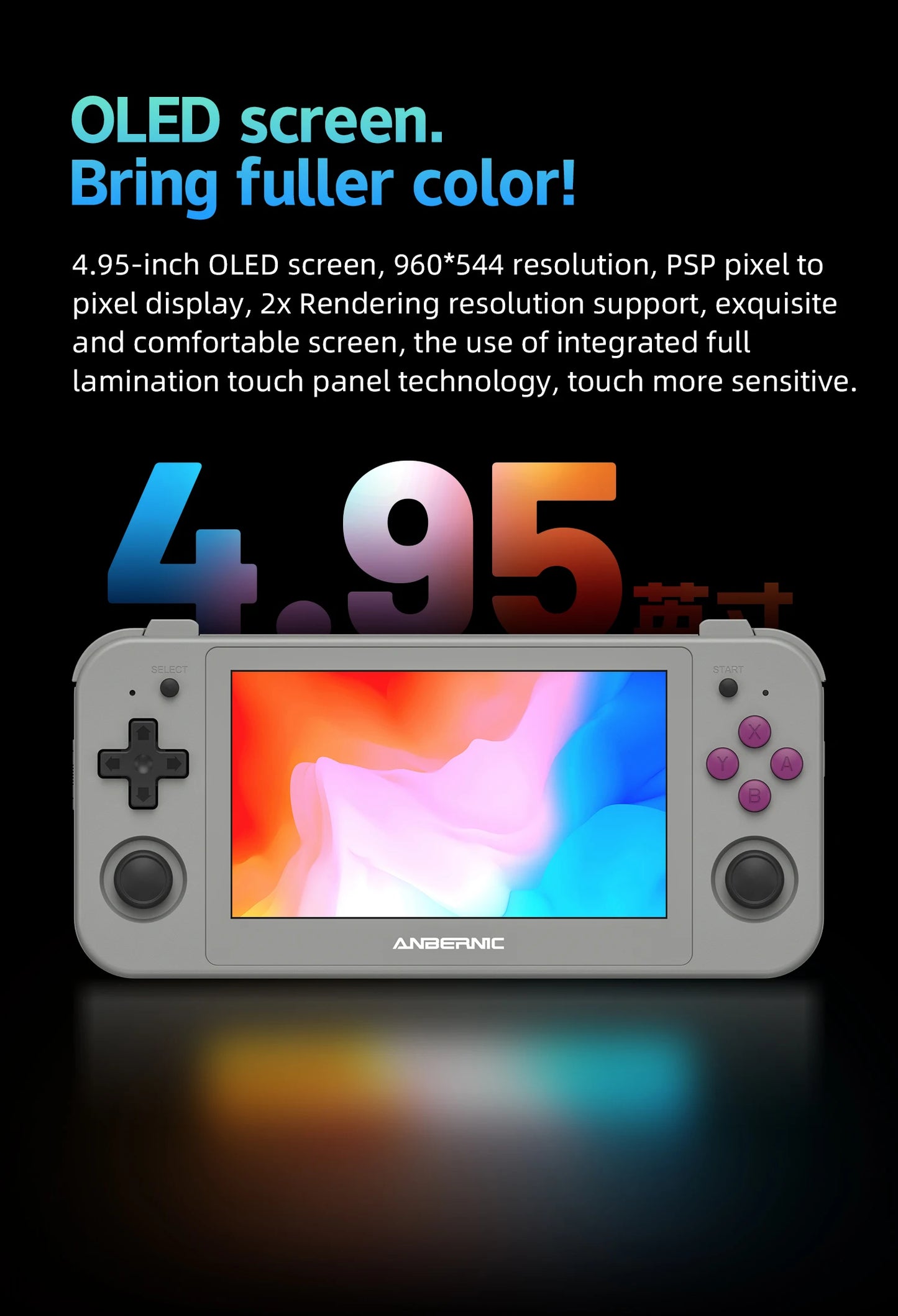 ANBERNIC RG505 Handheld Game Console 4.95″ OLED Touch Screen Android 12 OS Portable Video Game Console Hall Joyctick OTA Update