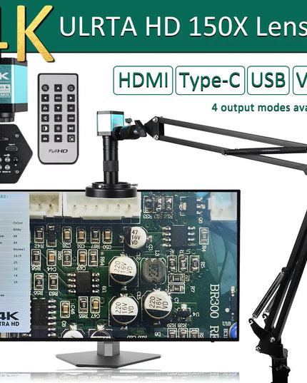 4K Microscope 48MP Digital Microscope For Electronics USB Industrial Cameras HDMI 1-150X Zoom C-Mount Lens Phone Pcb Soldering