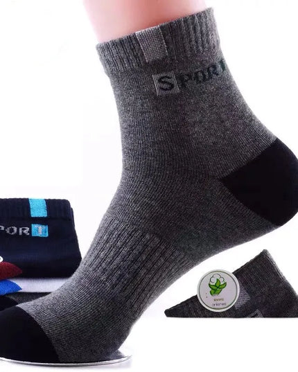 5Pairs Breathable Cotton Sports Stockings Men Bamboo Fiber Autumn and Winter Men Socks Sweat Absorption Deodorant Business Sox