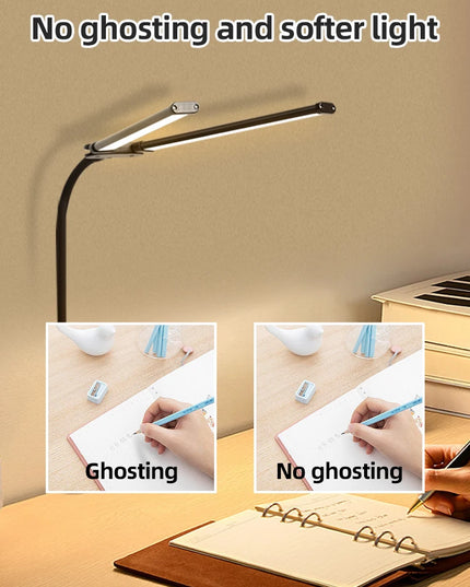 Desk Lamps Double Head LED Stepless Dimmable Led USB Table Lamp for Office Study Reading Lighting Fixture Computer Monitor Light