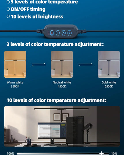 Desk Lamps Double Head LED Stepless Dimmable Led USB Table Lamp for Office Study Reading Lighting Fixture Computer Monitor Light