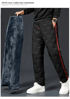 Winter Lambswool Down Pants Warm Thicken Sweatpants Men Fashion Joggers Water Proof Casual Pants Men Brand Plus Fleece Trousers