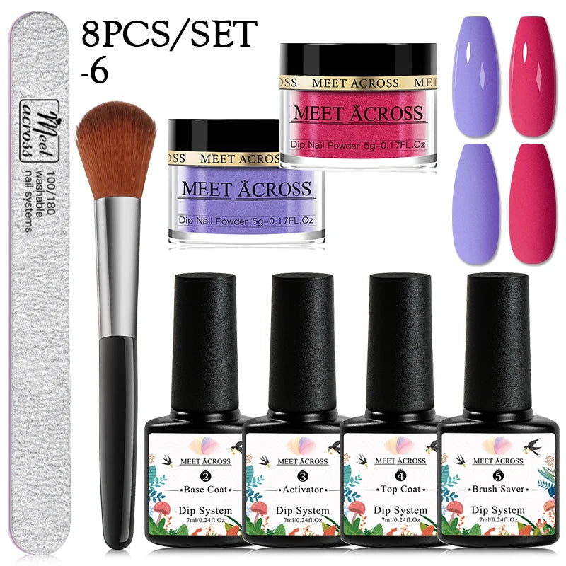 5g Dipping Nail Powder Set Red Nail Glitter Dipping System Kit For Manicure Nail Art Decorations Natural Dry Without Lamp Cure