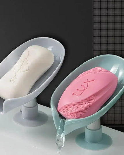 2pcs Drain Soap Holder Leaf Shape Soap Box Suction Cup Tray Drying Rack for Shower Sponge Container Kitchen Bathroom Accessories