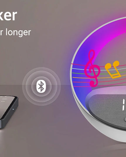 Colsur 15W Wireless Charger Bluetooth Speaker Alarm Clock, Sunrise Simulation Adjustable LED Night Light Alarm Clock Function