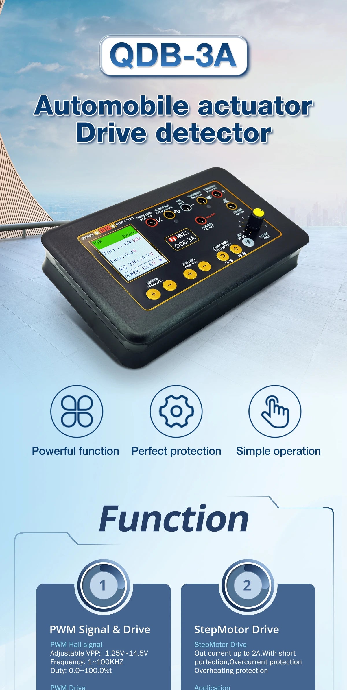 QDB3A Auto Ignition Coil Tester Car IAC Idle Stepper Motor Solenoid Valve Injector Actuator Fault Detector Driver PWM Generator