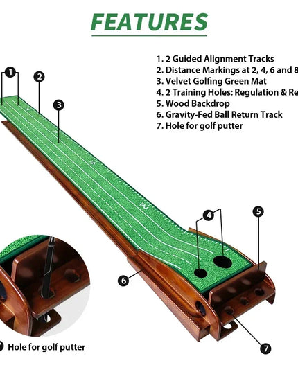 Golf Putting Set Putting Green Indoor Newly Office Golf Practice Putting Mat With Automatic Ball Return Track For Mini Games