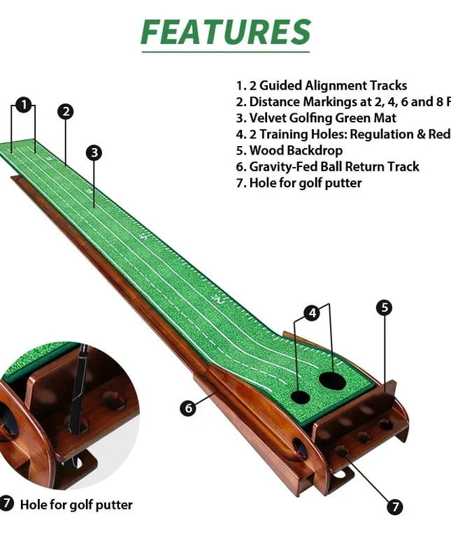 Golf Putting Set Putting Green Indoor Newly Office Golf Practice Putting Mat With Automatic Ball Return Track For Mini Games