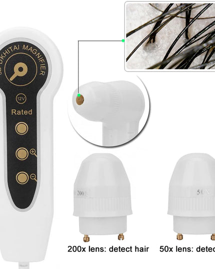 Magnifying Skin Analyzer Rechargeable Detector Hair Follicle Oil Moisture Pigment Tester Scalp/Face Skin Care Monitor 50X/200X