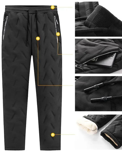 Winter Down Cotton Pants Men's Outdoor Plush Thick Velvet Warm Sports Pants Lambswol Casual Waterproof Windproof Ski Pants 7XL