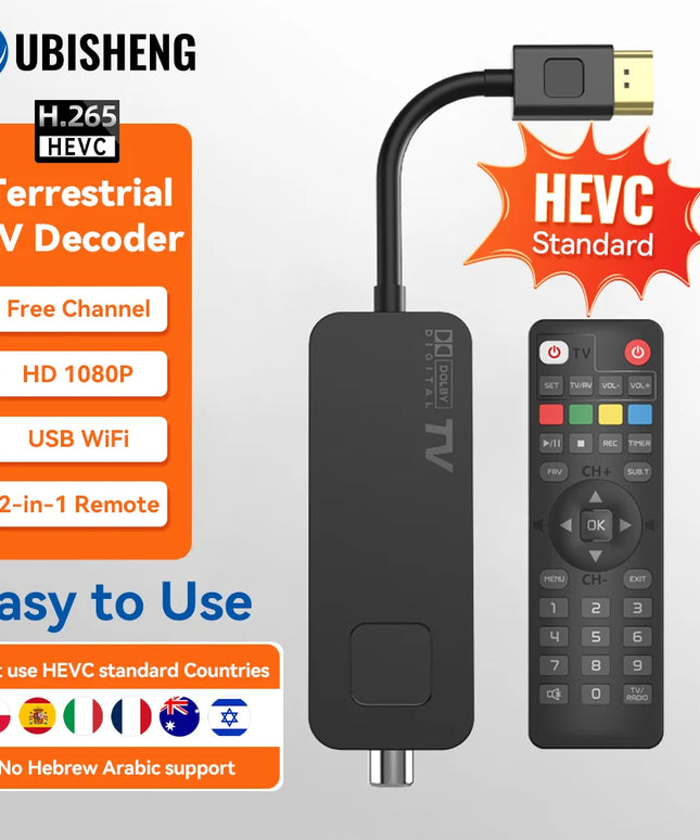 UBISHENG U3mini DVB T2 DVB C Digital TV Decoder HD Free TV Channels 7Days EPG TV Tuner for Spain France Itlay Columbia ect