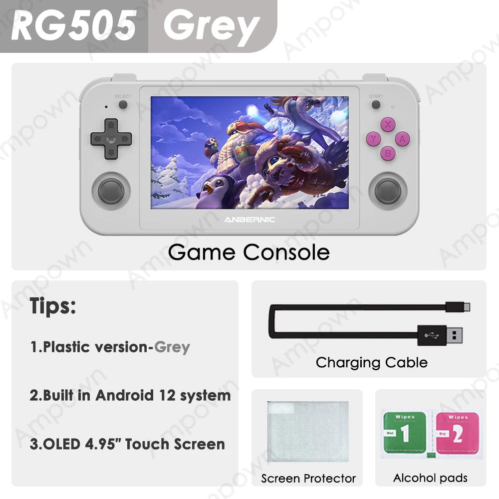 ANBERNIC RG505 Handheld Game Console 4.95″ OLED Touch Screen Android 12 OS Portable Video Game Console Hall Joyctick OTA Update