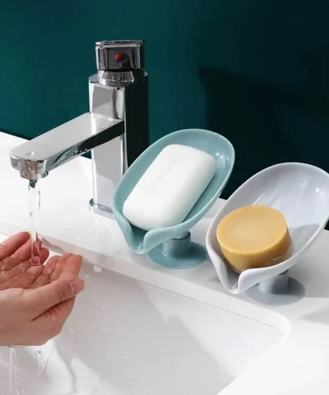 2pcs Drain Soap Holder Leaf Shape Soap Box Suction Cup Tray Drying Rack for Shower Sponge Container Kitchen Bathroom Accessories