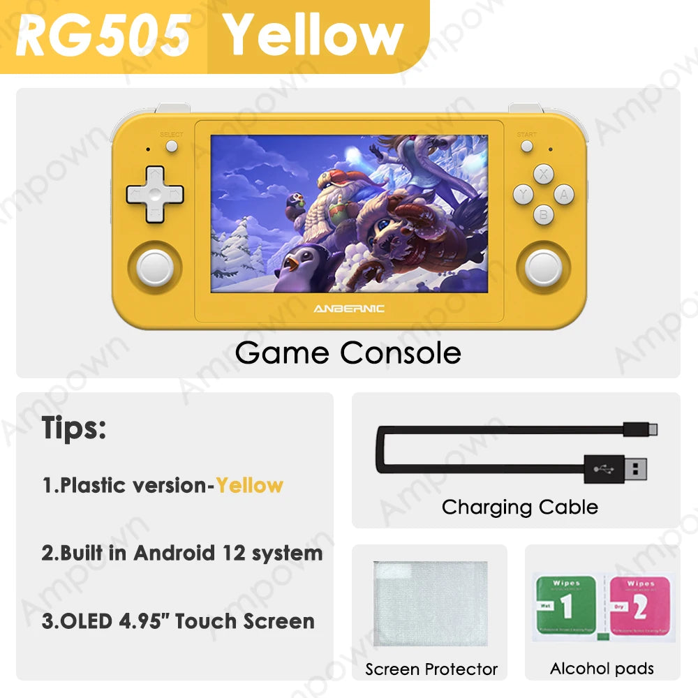 ANBERNIC RG505 Handheld Game Console 4.95″ OLED Touch Screen Android 12 OS Portable Video Game Console Hall Joyctick OTA Update