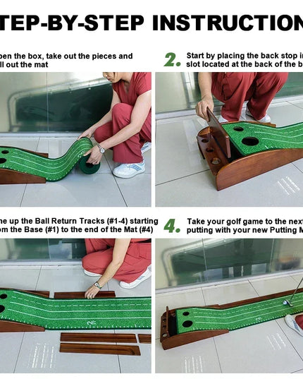 Golf Putting Set Putting Green Indoor Newly Office Golf Practice Putting Mat With Automatic Ball Return Track For Mini Games
