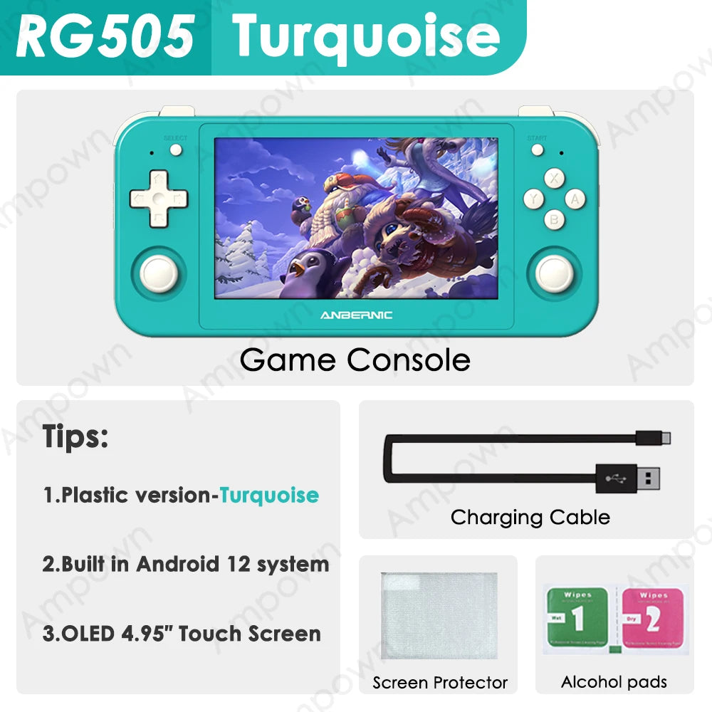 ANBERNIC RG505 Handheld Game Console 4.95″ OLED Touch Screen Android 12 OS Portable Video Game Console Hall Joyctick OTA Update