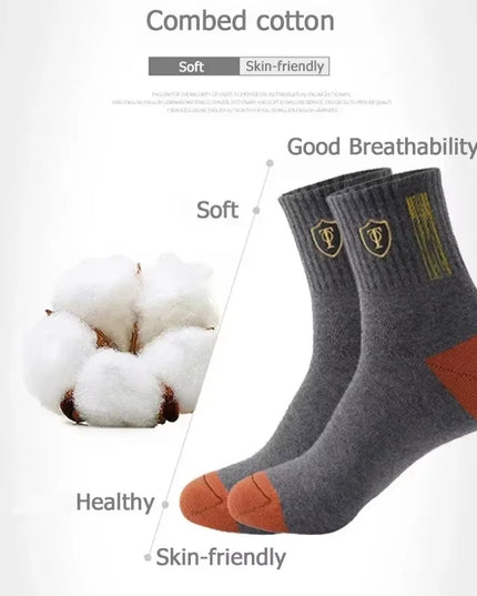 5Pairs Breathable Cotton Sports Stockings Men Bamboo Fiber Autumn and Winter Men Socks Sweat Absorption Deodorant Business Sox