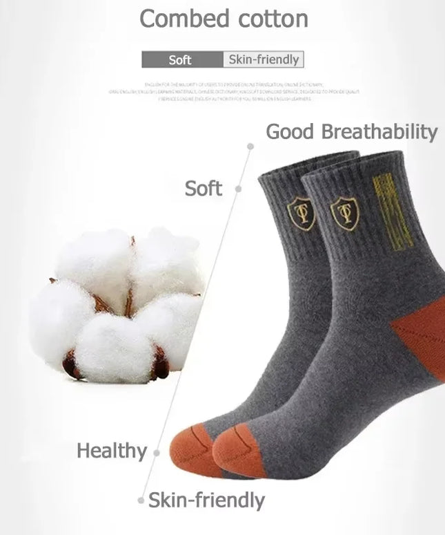 5Pairs Breathable Cotton Sports Stockings Men Bamboo Fiber Autumn and Winter Men Socks Sweat Absorption Deodorant Business Sox