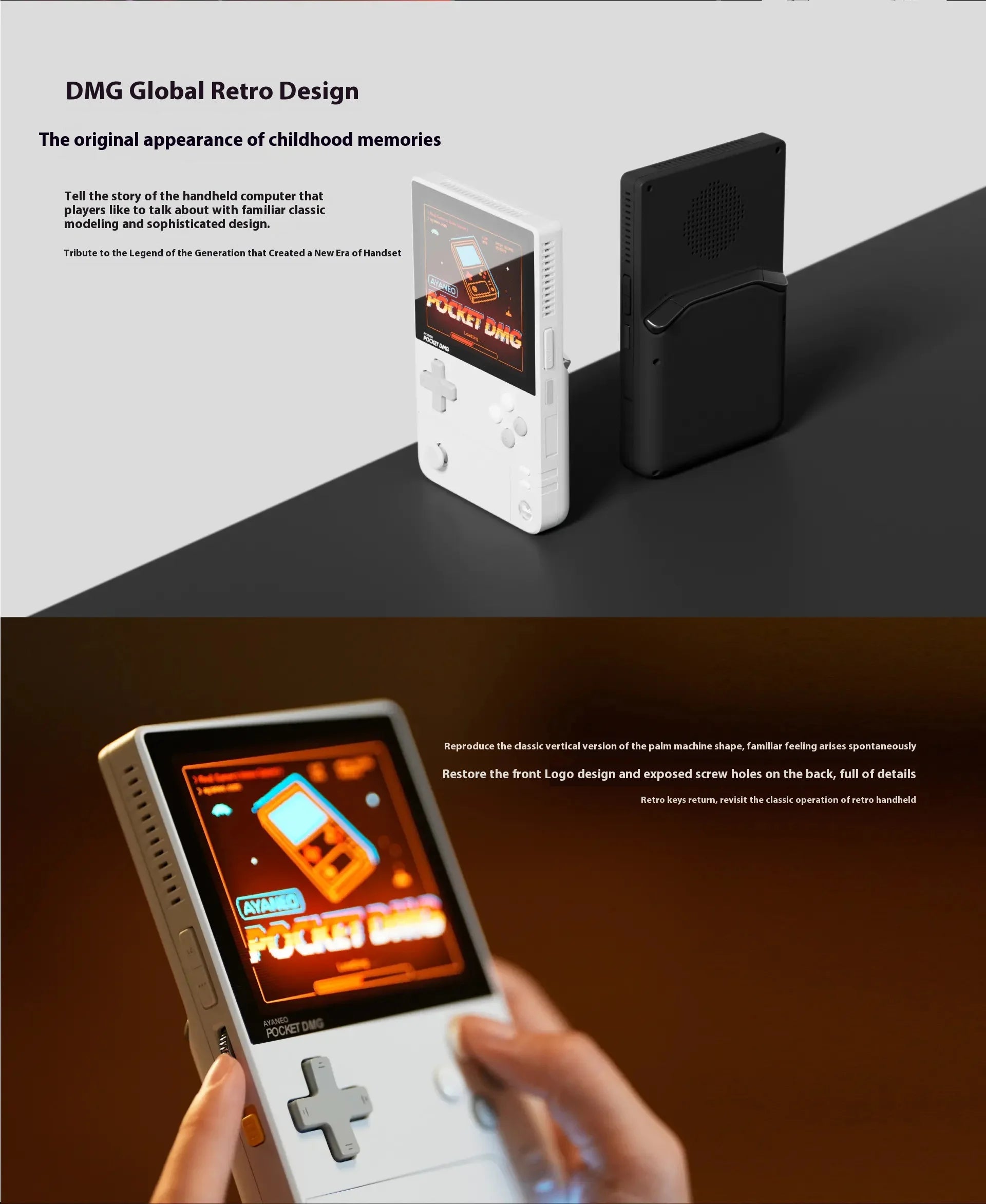 AYANEO Pocket DMG Game Console 3.92Inch OLED 1240*1080 Resolution Screen 6000mAh Gyroscope Custom Handheld Game Consoles Gifts