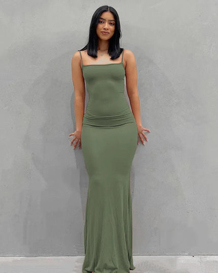 Satin Slip Sleeveless Backless Maxi Dress Women 2023 Summer Bodycon Elegant Sexy Outfits Ladies Birthday Party Club Sundress
