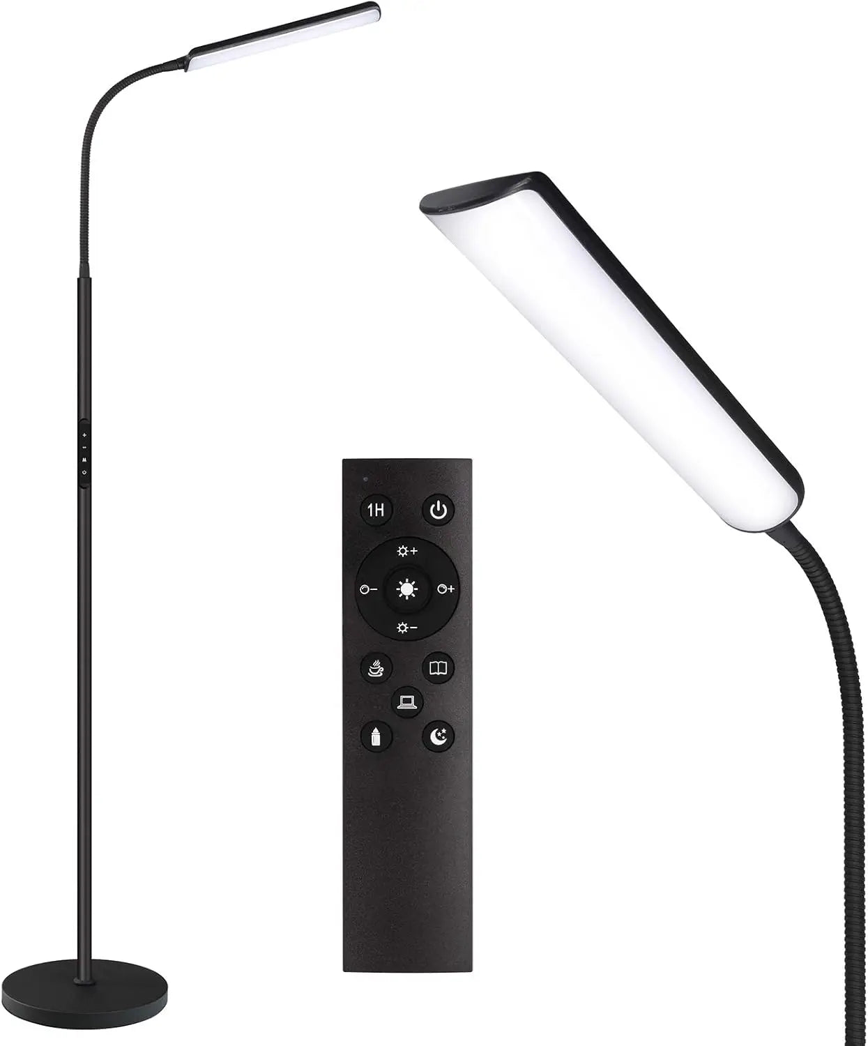 LED Floor Lamp, Bright 15W Floor Lamps for Living Room with 1H Timer, Stepless Adjustable 3000K-6000K Colors & Brightness