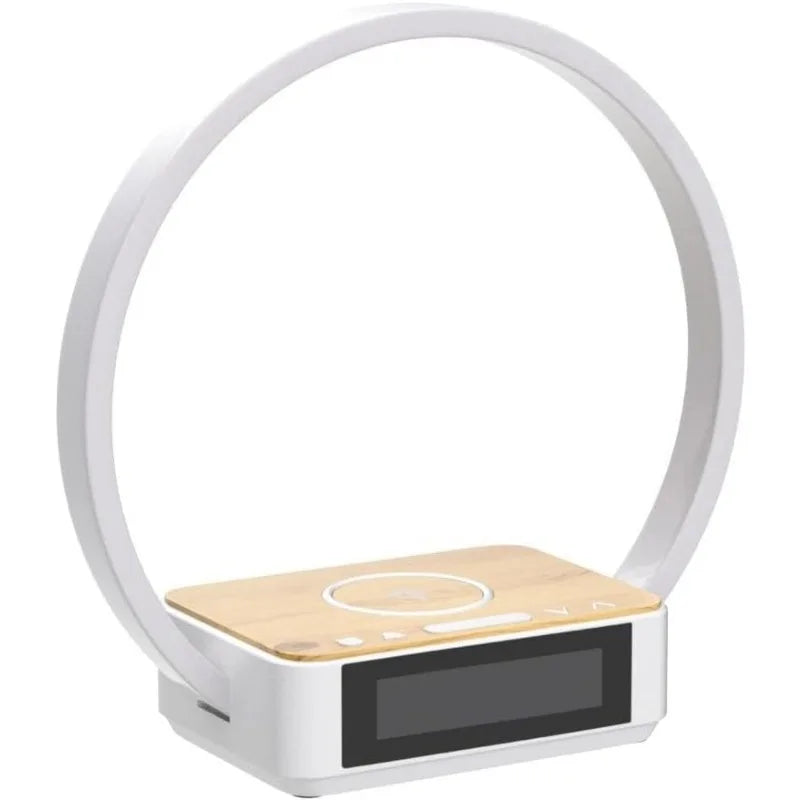 WILIT Bedside Lamp,Night Lamp for Bedroom with Alarm Clock,Touch Lamp with Wireless Charger,Wake-up Light