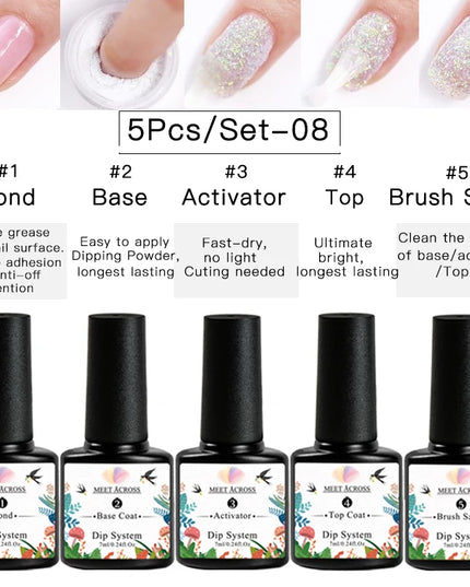 5g Dipping Nail Powder Set Red Nail Glitter Dipping System Kit For Manicure Nail Art Decorations Natural Dry Without Lamp Cure