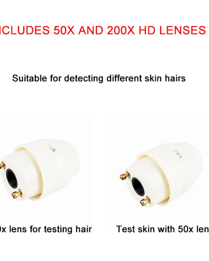 Magnifying Skin Analyzer Rechargeable Detector Hair Follicle Oil Moisture Pigment Tester Scalp/Face Skin Care Monitor 50X/200X